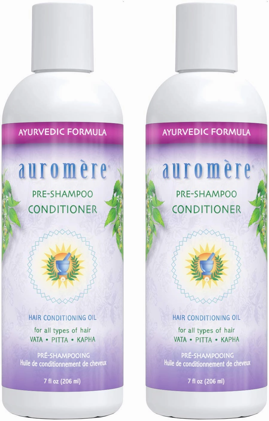 Auromere Ayurvedic Pre-Shampoo Conditioner - Vegan, Cruelty-Free, Non-GMO, Moisturizing, Paraben-Free, Sulfate-Free Conditioning Oil for All Hair Types (7 fl oz), 2 Pack