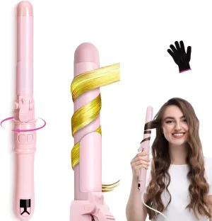 Automatic Self Rotating Curling Iron – 1.1 Inch Self Curling Hair Curler, Anti-Tangle, LCD Display, Fast Heating Wand for Time-Saving, Long-Lasting Curls & Waves, Pink