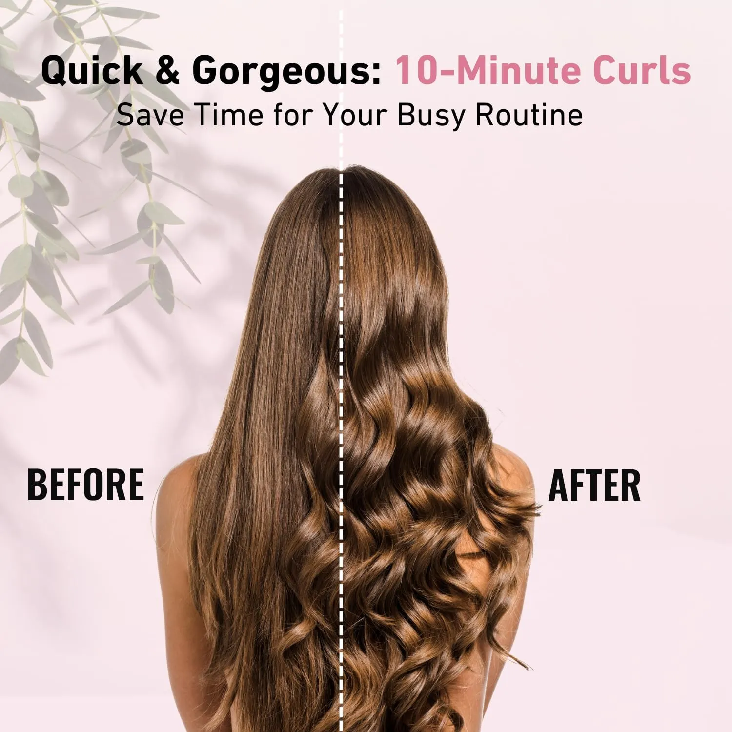 Automatic Self Rotating Curling Iron – 1.1 Inch Self Curling Hair Curler, Anti-Tangle, LCD Display, Fast Heating Wand for Time-Saving, Long-Lasting Curls & Waves, Pink