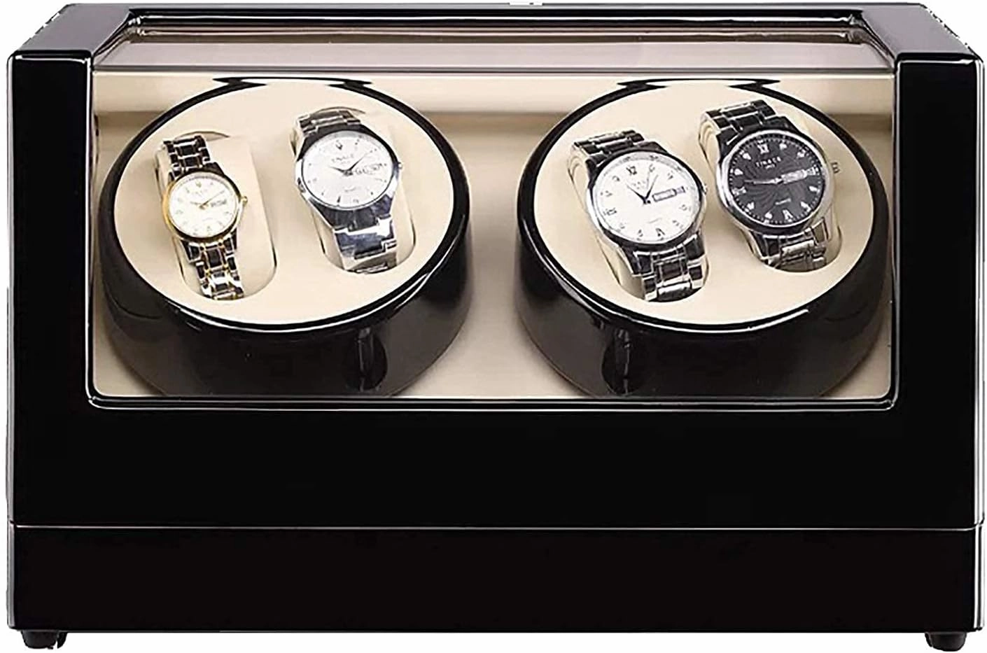 Automatic Watch Winder Box Watch Winders 4 0 Wooden Automatic Watch Winder Storage Box Transparent Cover Wrist Mechanical Watch Winding Box Double Head Motor Shaker Case