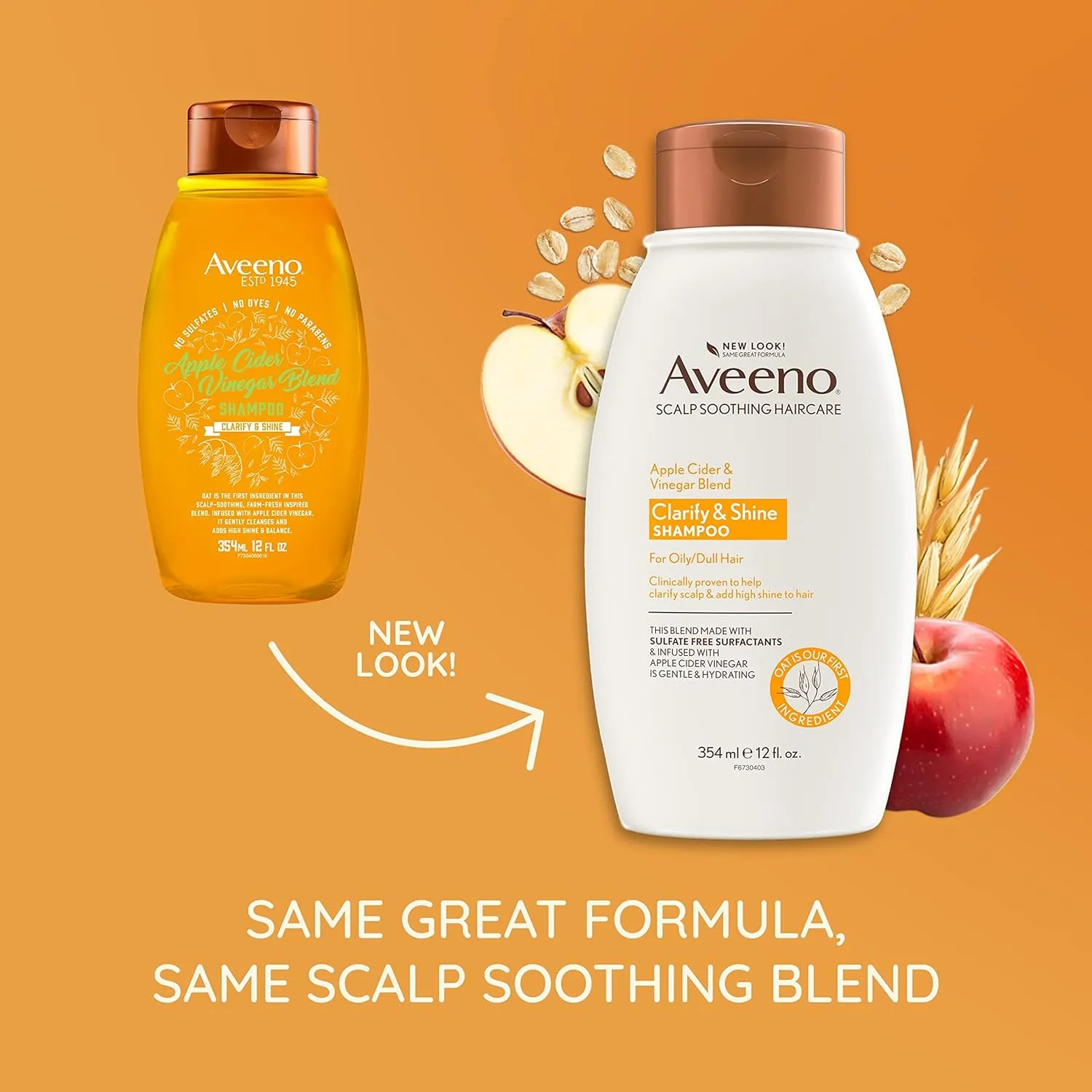 Aveeno Scalp Soothing Shampoo, Apple Cider Vinegar Blend, 12 Fl Oz (Pack of 2)
