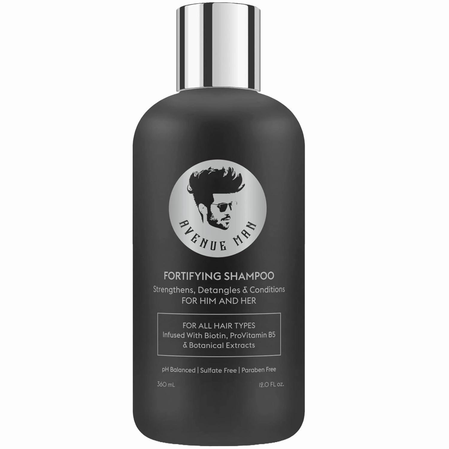 Avenue Man Fortifying Shampoo (12 Fl Oz) - Hair Products for Him and Her - Natural Cleanser with Herbal Extracts - Clarifying Hair Care - Paraben-Free Shampoo