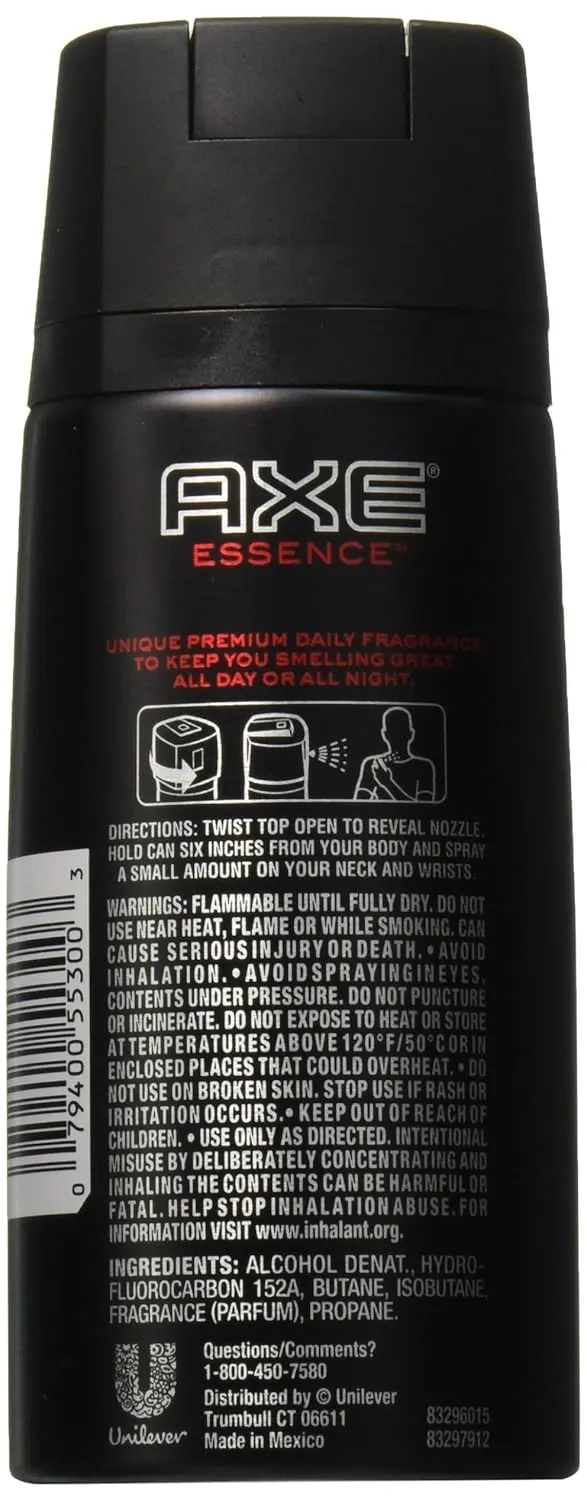 AXE Body Spray for Men, Essence, 4 oz (Pack of 6), Packaging May Vary
