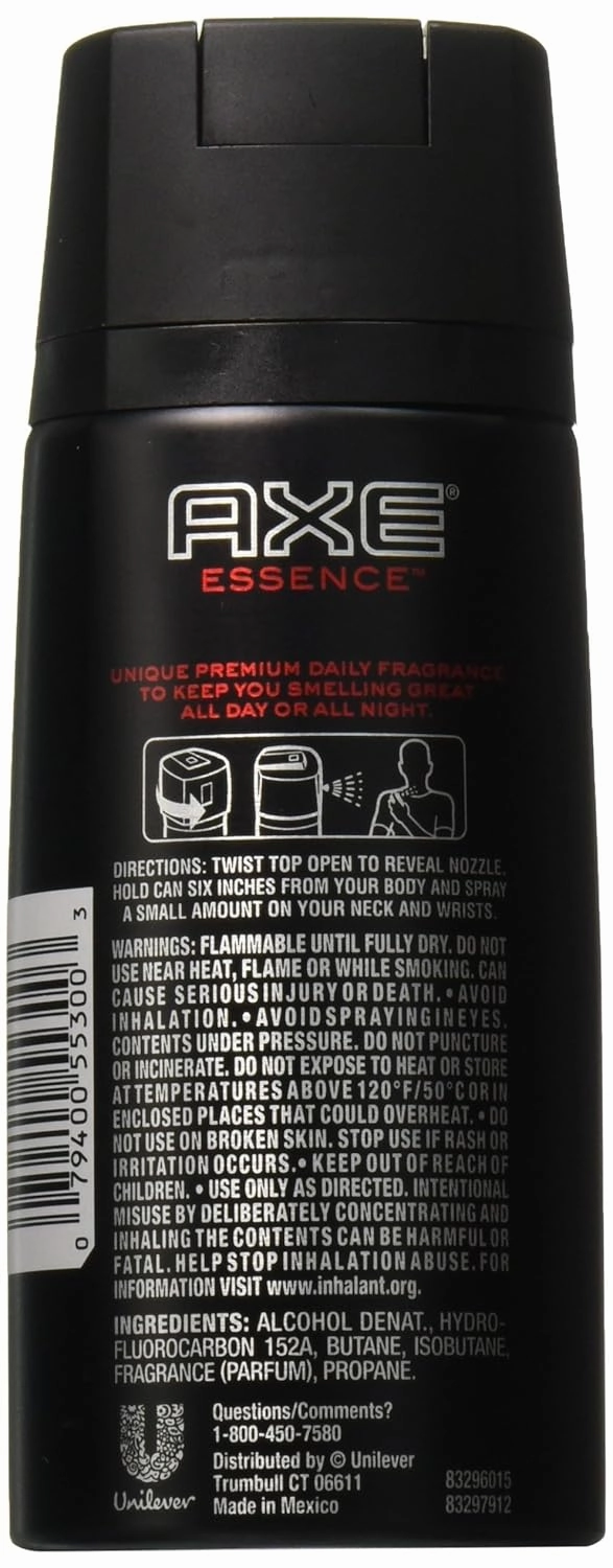 AXE Body Spray for Men, Essence, 4 oz (Pack of 6), Packaging May Vary