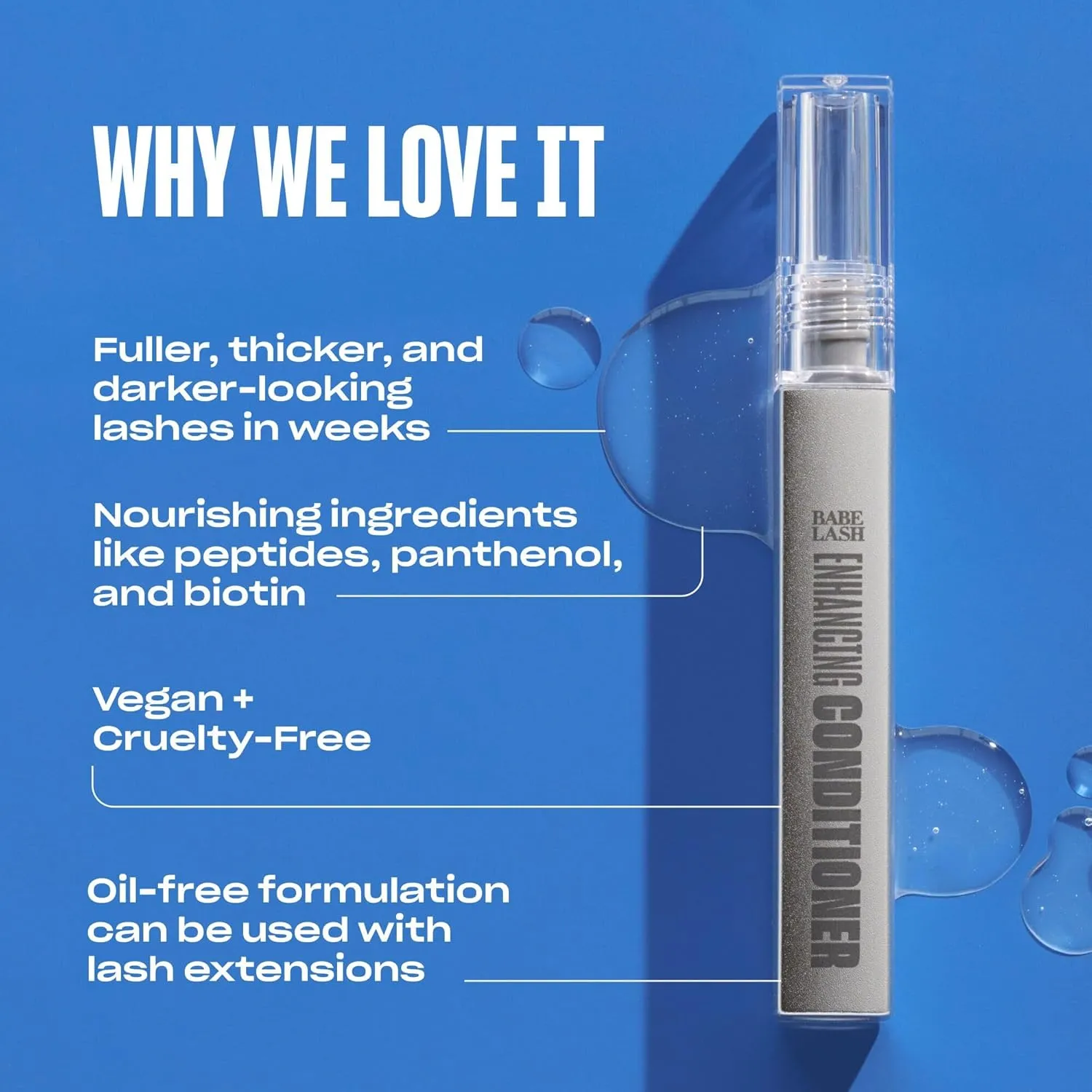 Babe Original Babe Lash Enhancing Conditioner - Conditioning Serum for Eyelashes, with Peptides and Biotin, Promotes Fuller & Thicker Looking Lashes, Companion to Essential Lash Serum