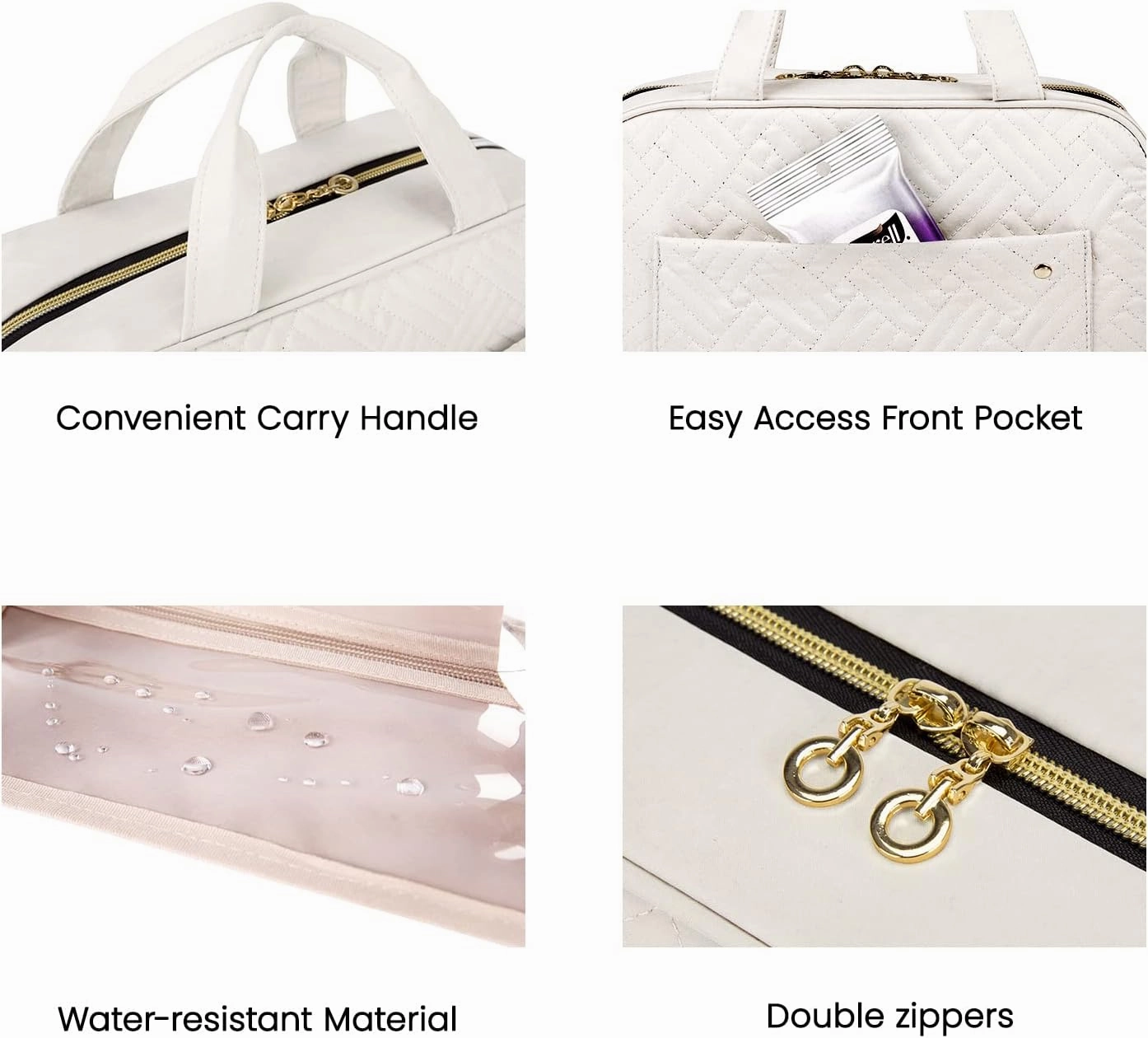 BAGSMART Toiletry Bag Travel Bag with Hanging Hook, Water-resistant Makeup Cosmetic Bag Travel Organizer for Accessories, Shampoo, Full-size Container, Toiletries