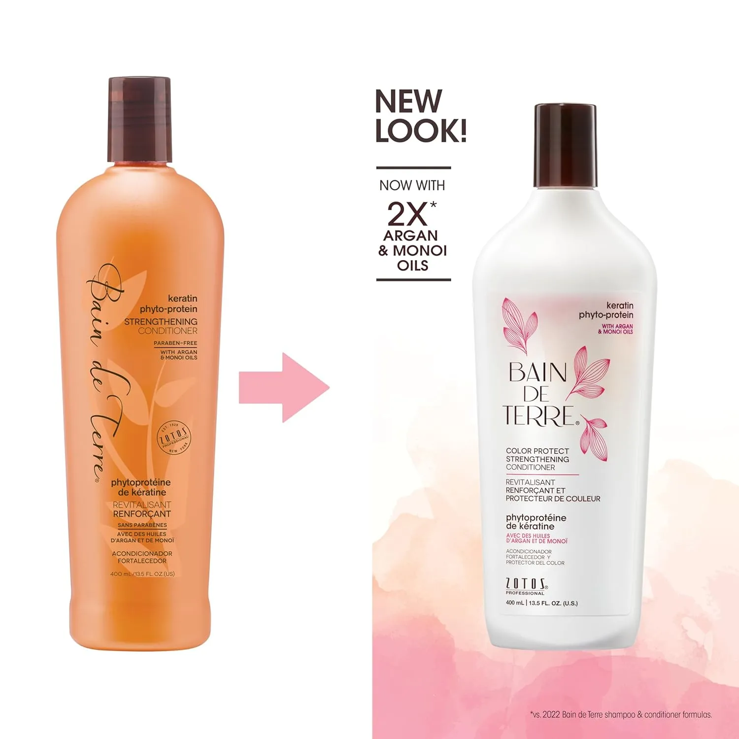 Bain de Terre Keratin Phyto-Protein Color Protect Strengthening Conditioner, Color-Safe Strengthening for Weak & Damaged Hair, Sulfate-Free, Paraben-Free