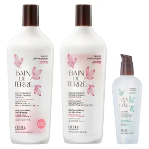 Bain de Terre Keratin Phyto-Protein Color Protect Strengthening Conditioner, Color-Safe Strengthening for Weak & Damaged Hair, Sulfate-Free, Paraben-Free