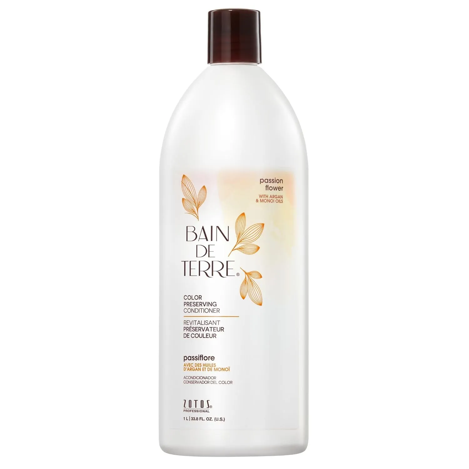 Bain de Terre Passion Flower Color Preserving Conditioner, Luxurious Hydration for Vibrant Color & Protection from Fading, with Argan & Monoi Oils, Paraben-free, Vegan