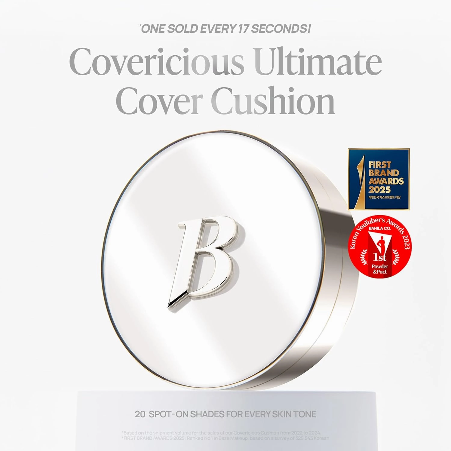 BANILA CO Covericious Ultimate Cover Cushion | Up to 100HR Long-Wear Foundation | 20 Shades for All Skin Tones | Matte & Lightweight Finish | Korean Cushion Foundation (14g / 0.49 oz), 21W IVORY