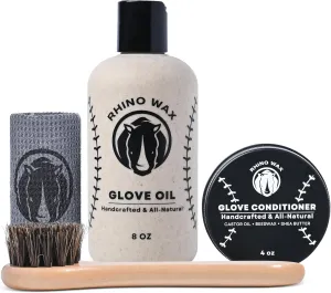 Baseball Gloves Standard Maintenance Kit - Includes: Base Ball Glove Oil (8 oz), Mitt Conditioner (4 oz), Horsehair Brush   Microfiber Cloth - Moisturize and Protect - Proudly Made in USA