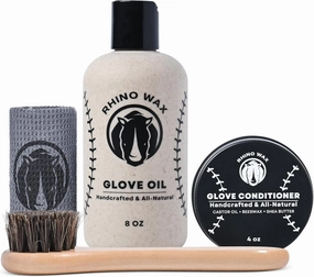 Baseball Gloves Standard Maintenance Kit - Includes: Base Ball Glove Oil (8 oz), Mitt Conditioner (4 oz), Horsehair Brush   Microfiber Cloth - Moisturize and Protect - Proudly Made in USA