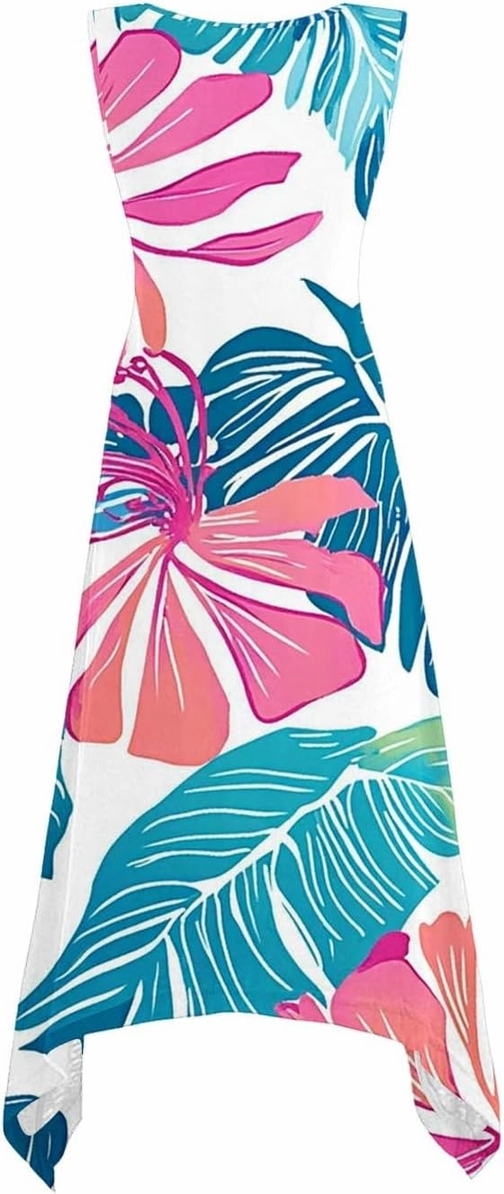 Beach Dresses for Women 2025 Vacation Swing Boho Floral Sundress Flowy Sleeveless Tank Casual Midi Dress Fashion