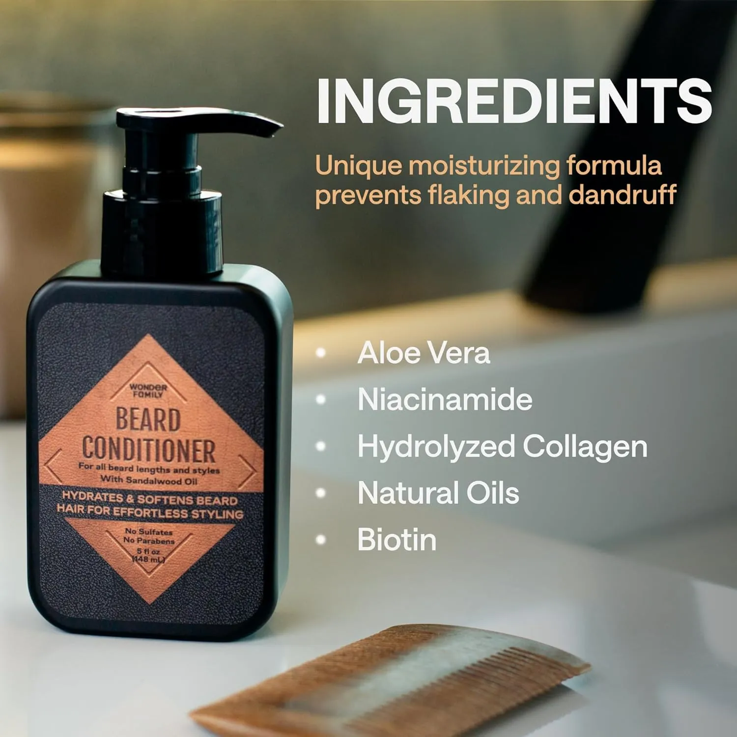 Beard Conditioner for Men - Conditioner Softener - Part of a Beard Care Kit for Men along with Beard Oil, Balm, Wash - Sandalwood Beard Conditioner 5 Oz (2 Pack)