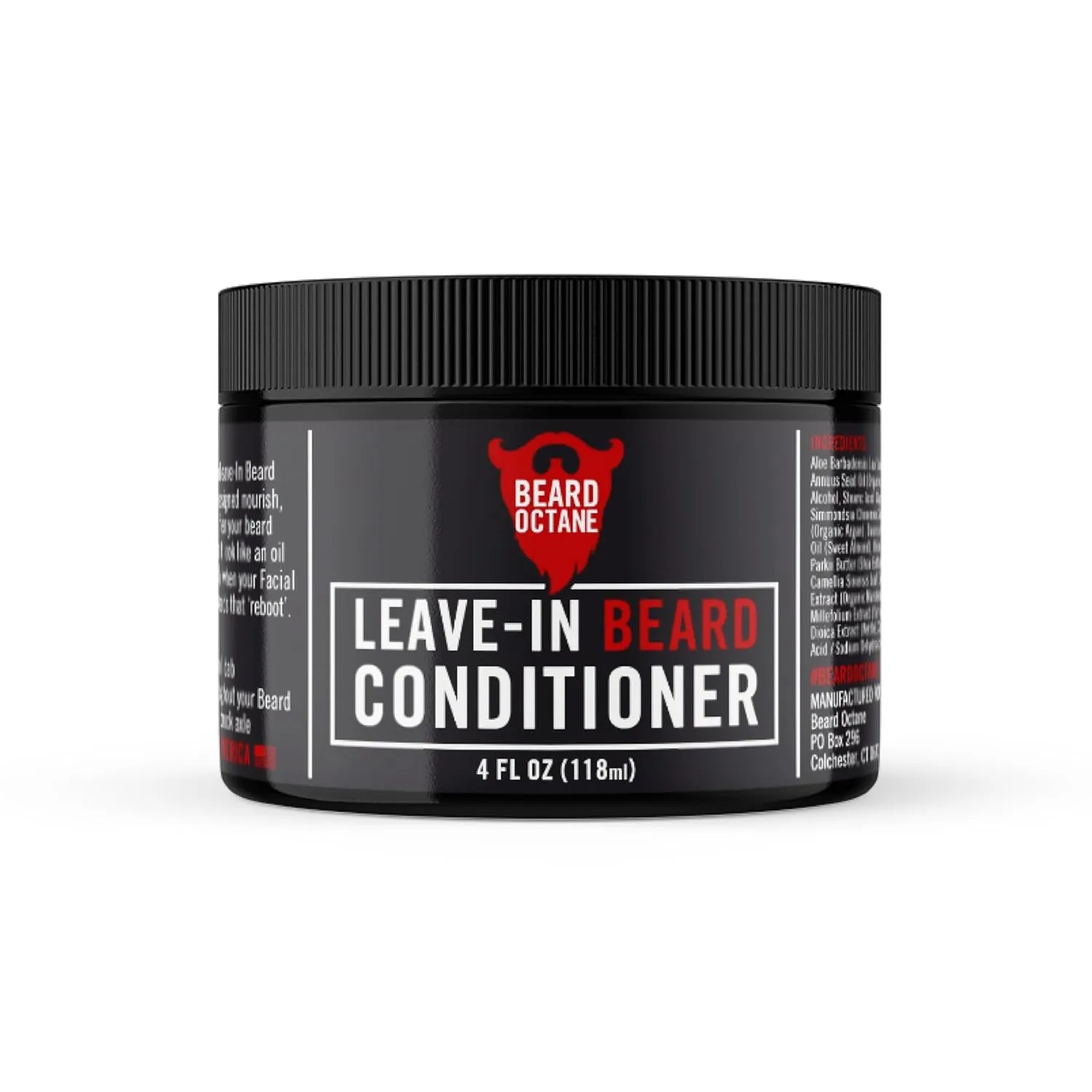 Beard Octane: Neutral Leave In Beard Conditioner w/Argan & Aloe Vera - 4 oz - Unscented - Soften & Moisturize Damaged Beards - Made in USA