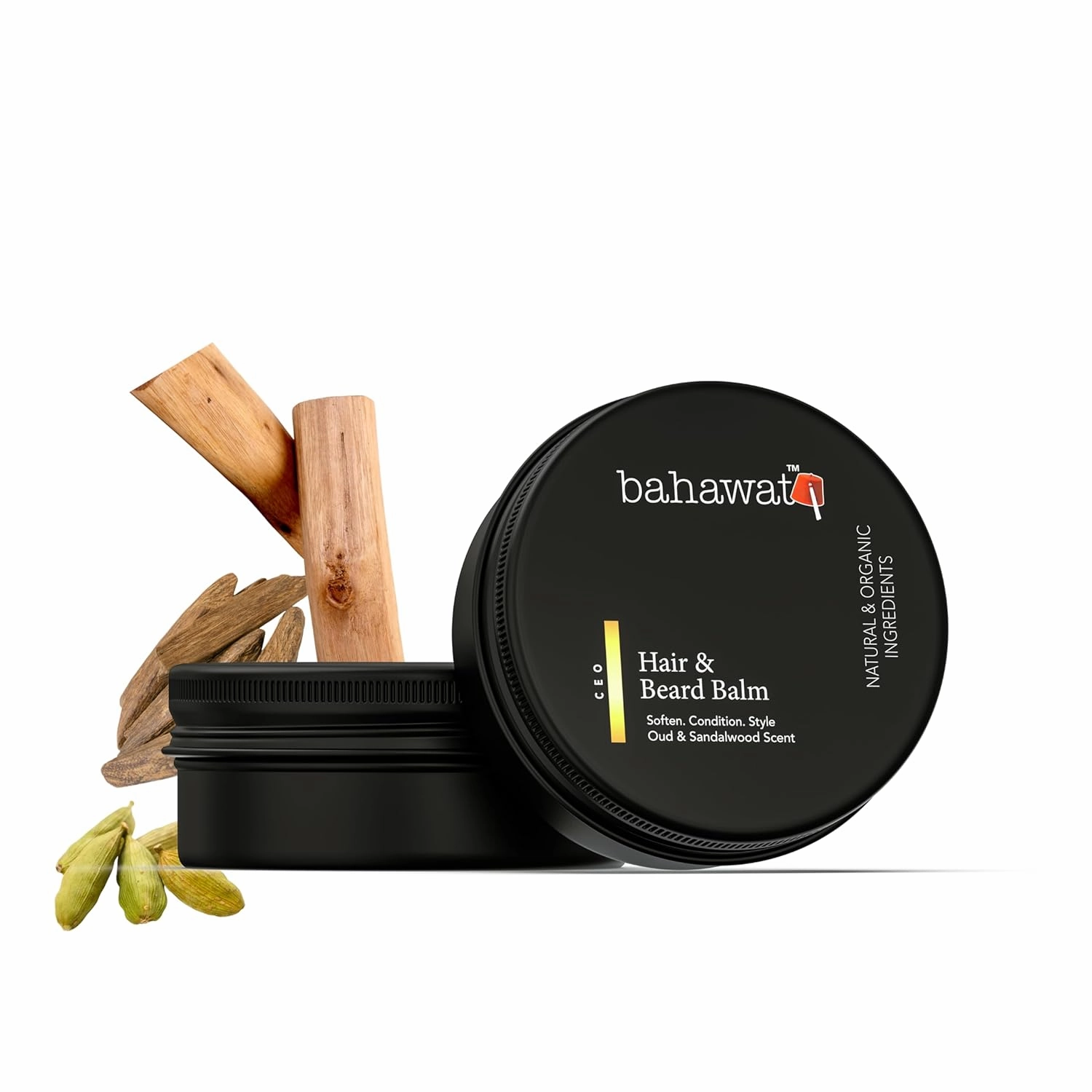 Beard Balm Oud & Sandalwood - Styles, Strengthens & Softens Beards - Natural Beard Conditioner- ZERO GRIT Balm - reduces beard itch, 2 ounce