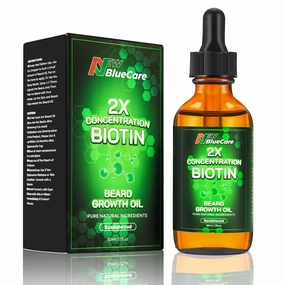 Beard Growth Oil - Conditioner with 2X Concentration Biotin for Men's Mustaches Growth/Softens/Moisturizes/Strengthens Natural Argan,Jojoba Oil,2 Fl.Oz/Sandalwood