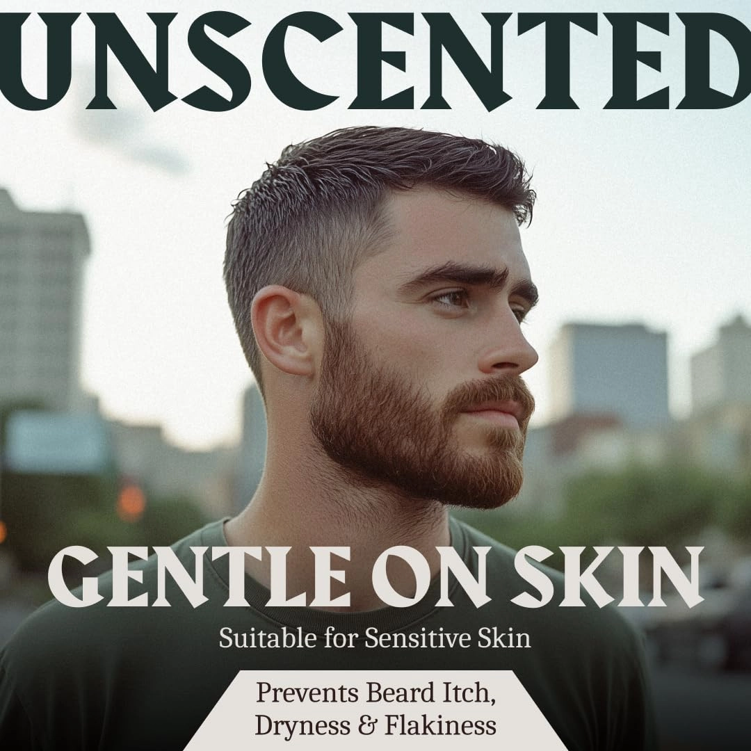 Beard Oil and Balm Set Unscented - Dual Use Leave in Beard Conditioner Tames, Styles, and Moisturizes Beards & Mustache - Made with Natural and Organic Argan & Jojoba Oils (2 Piece, Unscented)