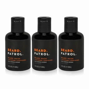 Beard Patrol Beard Wash Cleanser and Conditioner in One Softens With All Natural Oils - Sulfate-Free, Paraben-Free - Pack of 3