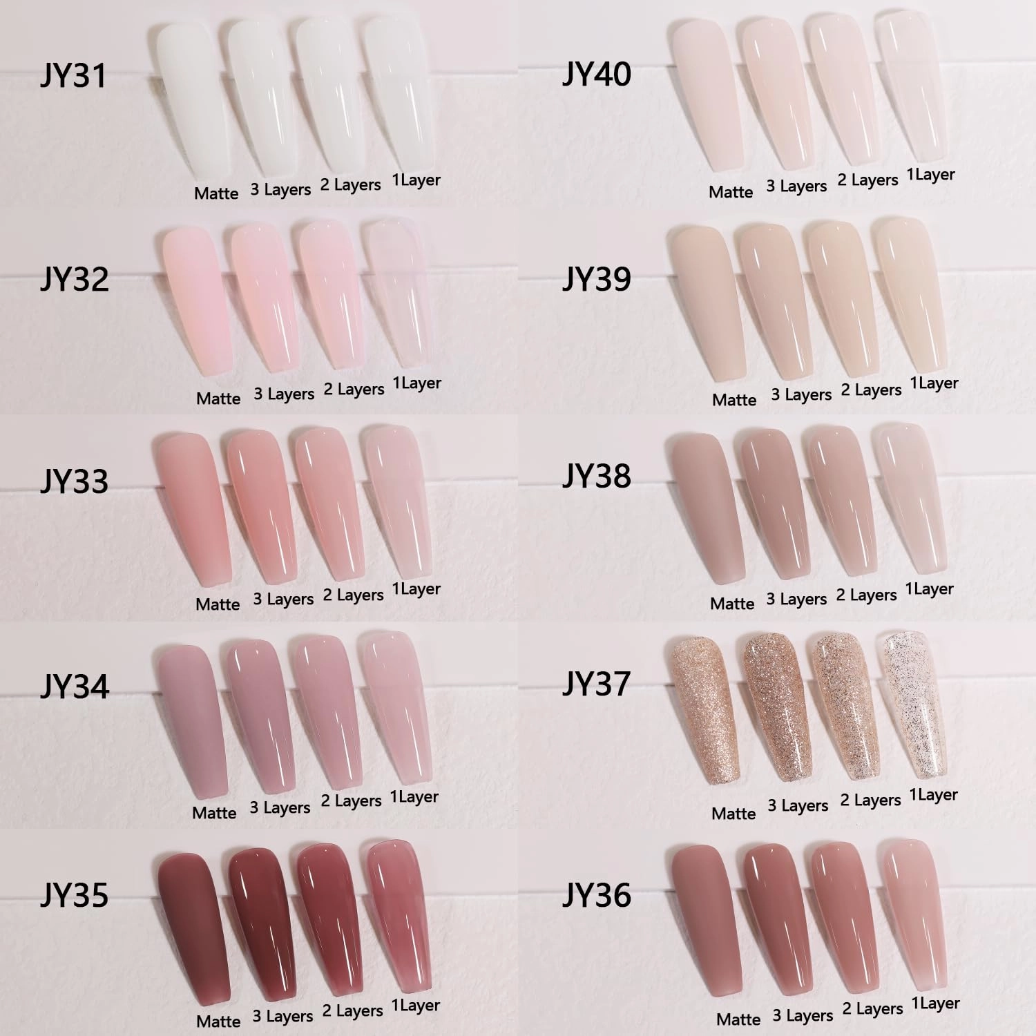 Beautpal Nude Gel Polish Kit: 10-Piece Translucent Jelly Neutral Nail Art Design Set, DIY Soak Off Nail Lamp Cured Manicure Gifts for Women, 7ml