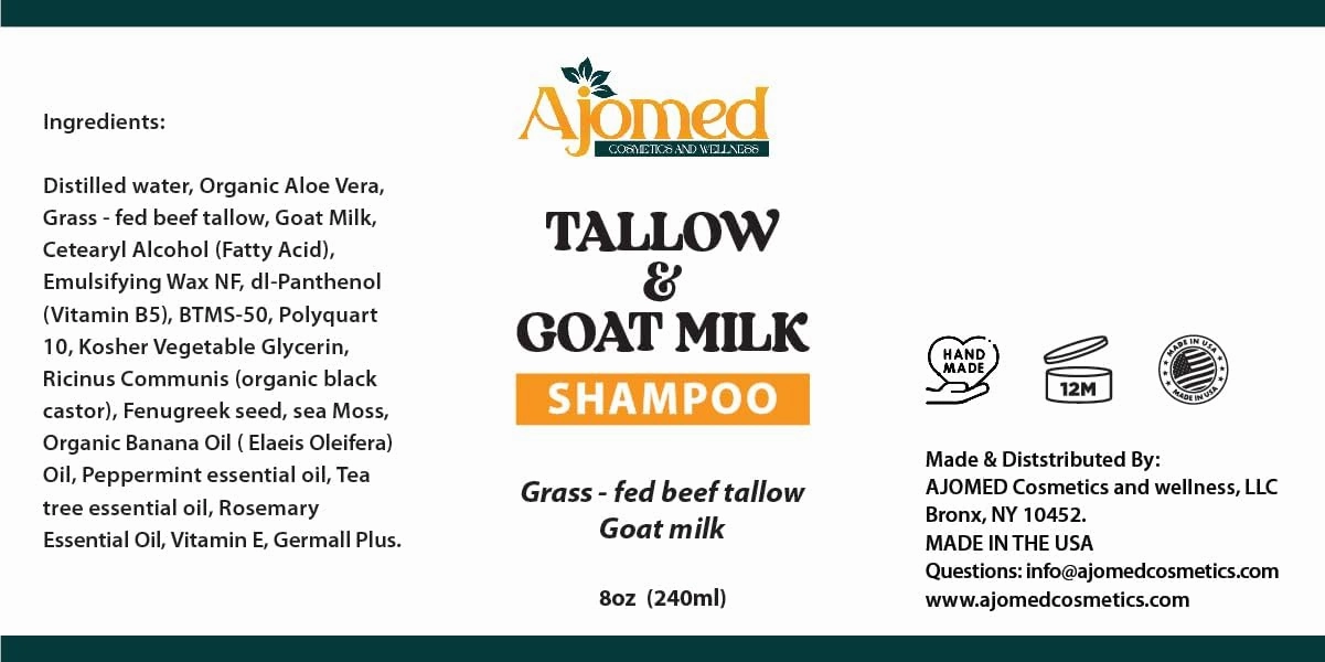 Beef Tallow & Goat Milk Shampoo and Conditioner Set - Handmade Hair Care for Thinning Relief, Sea Moss Shampoo and Conditioner, Thickening Formula for Hair Regrowth (Shampoo & Conditioner 8 Oz)