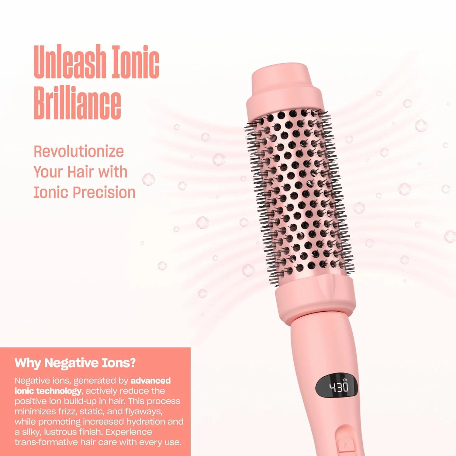 Bekind Twist Pro Thermal Brush - 1.5 Inch Versatile Heated Round Hot Air Brush, Effortless Blowout Curling Hair Styling Tools, Negative Ion Blow Out Hot Round Brush, 20s Fast Heats (Peach)