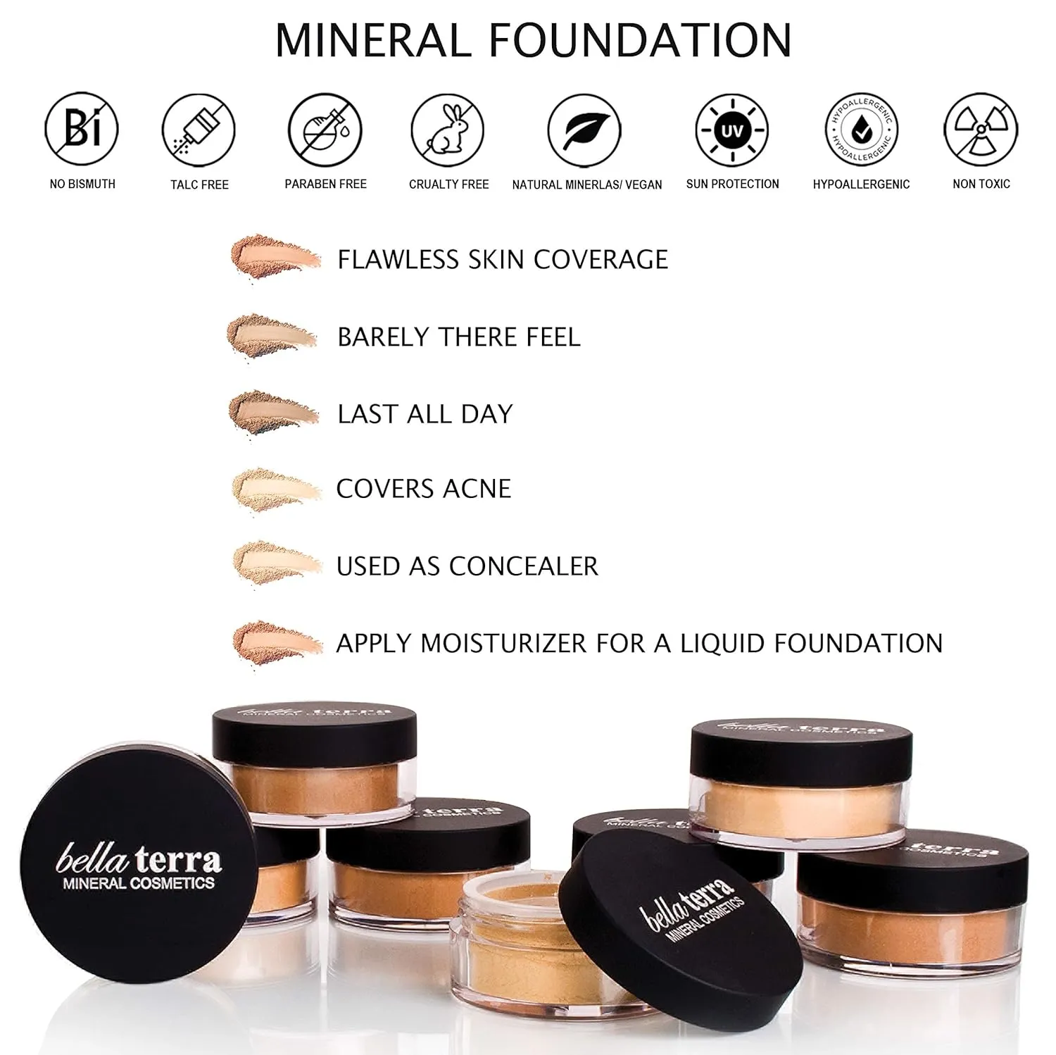 Bellaterra Cosmetics Mineral Powder Foundation | Long-Lasting All-Day Wear | Buildable Sheer to Full Coverage – Matte | Sensitive Skin Approved | Natural SPF 15 (Ivory) 9 grams