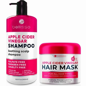 BELLISSO Apple Cider Vinegar Shampoo and Apple Cider Vinegar Hair Conditioner Mask