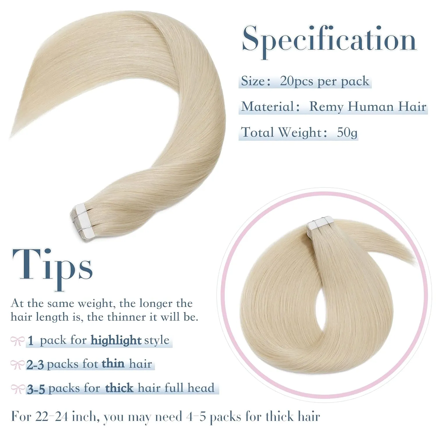 Benehair Tape in Hair Extensions Human Hair 16 Inch 50g 20pcs Platinum Blonde Real Straight Silky Soft Remy Hair Seamless Double Side Tape in Hair Extensions for Women-60
