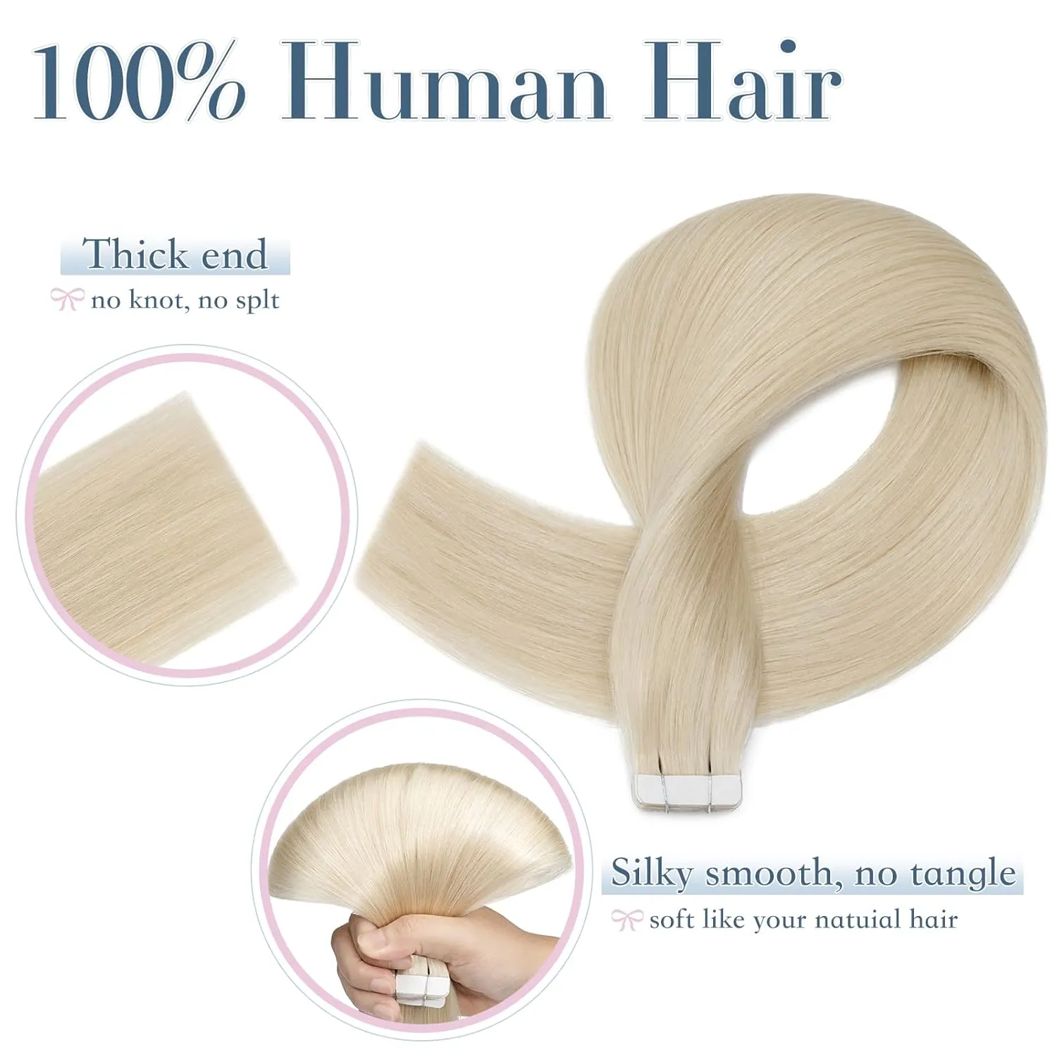 Benehair Tape in Hair Extensions Human Hair 16 Inch 50g 20pcs Platinum Blonde Real Straight Silky Soft Remy Hair Seamless Double Side Tape in Hair Extensions for Women-60