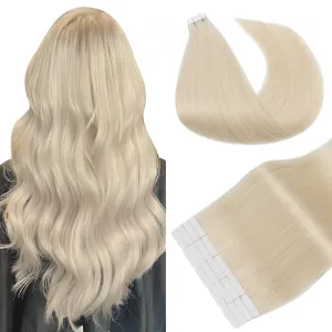 Benehair Tape in Hair Extensions Human Hair 16 Inch 50g 20pcs Platinum Blonde Real Straight Silky Soft Remy Hair Seamless Double Side Tape in Hair Extensions for Women-60