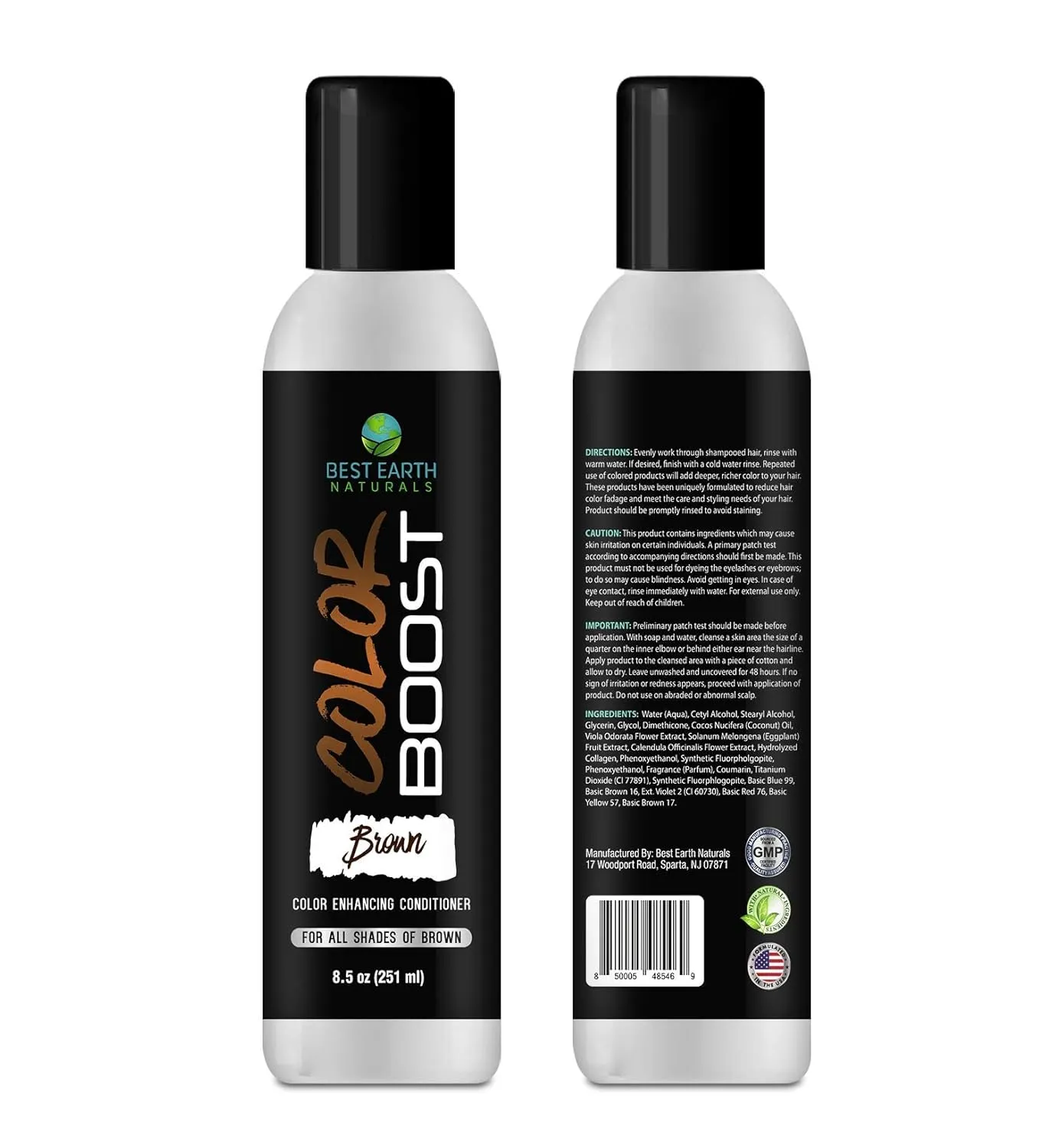 Best Earth Naturals Color Boost Brown Depositing Conditioner for Men and Women, Cover Gray Hair, Deep Condition Hair, 8.5 oz