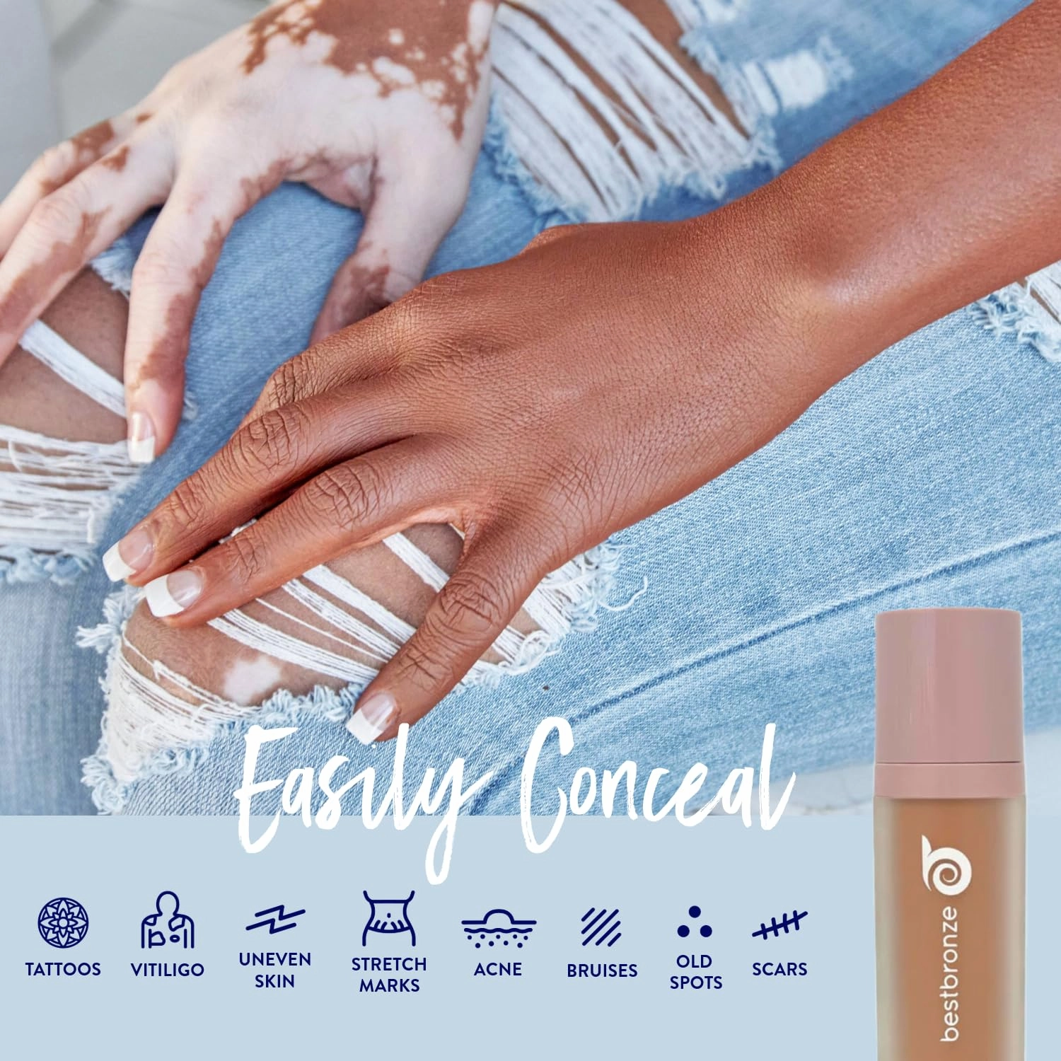 Best Bronze Bombshell Body Makeup - Tattoo Cover Up Makeup & Body Foundation Waterproof - Tattoo Concealer Waterproof for Scars, Varicose Veins Cover Up & Leg Foundation (C10 Tan Honey)