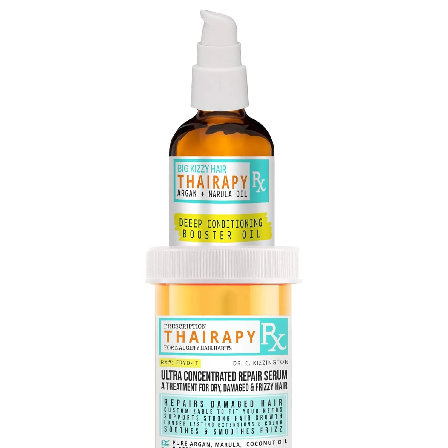 Big Kizzy Thairapy Hair Oil - Ultra Concentrated Serum to Restore & Repair Dry, Frizzy Hair, and Support Healthy Hair Growth. Pure Argan, Marula and Coconut Oil, 1 oz