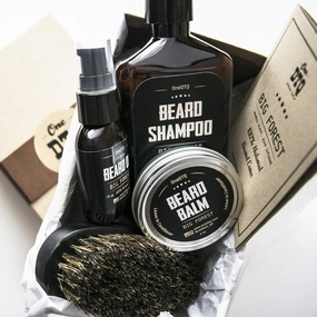 Big Forest Beard Treatment Kit - Shampoo 9 oz, Oil 1 oz, Balm 2 oz, Brush - Wood Scent - 100% Natural and Organic Growth Care Products in Premium Gift Box