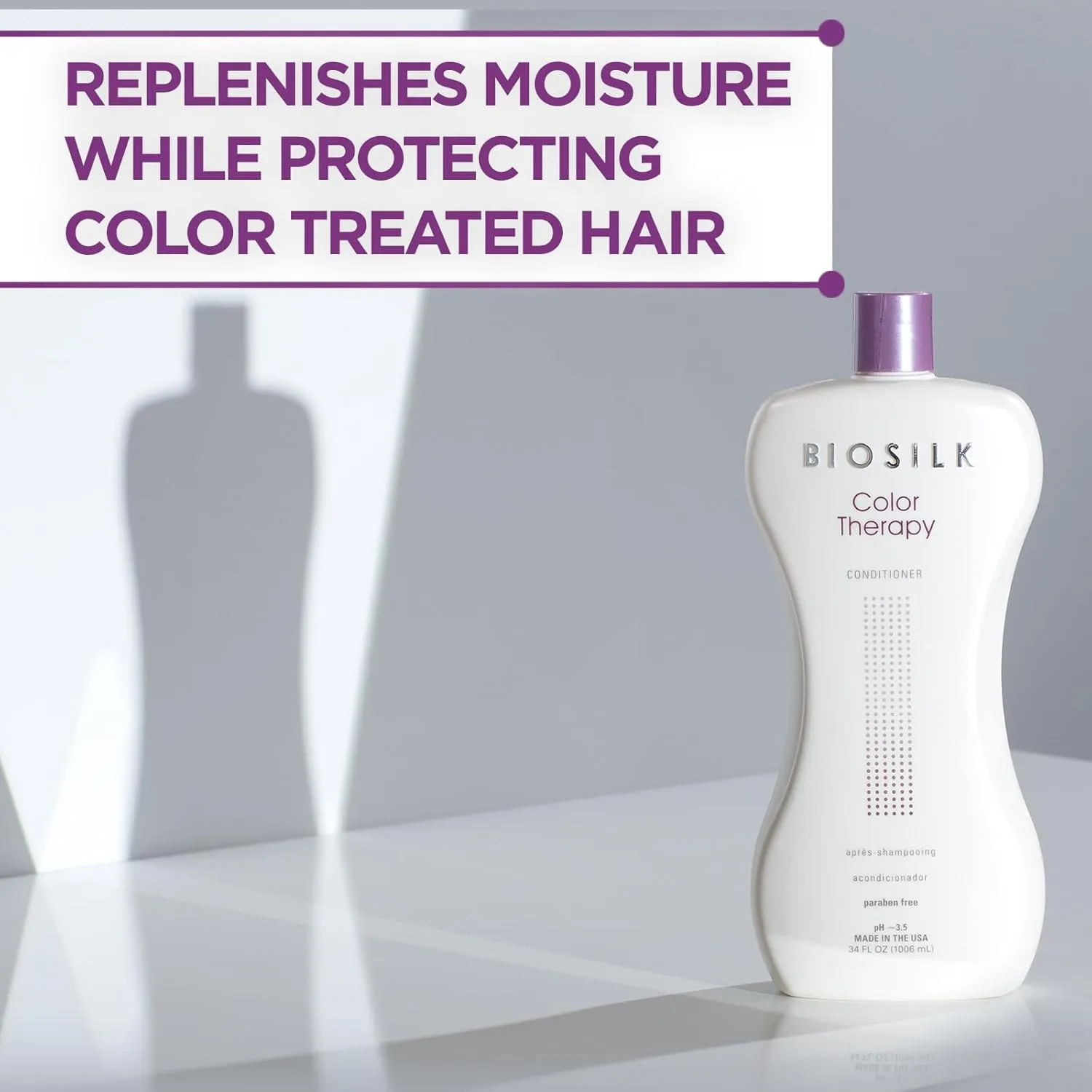 Biosilk Color Therapy Conditioner, Replenishes Moisture While Protecting Color, Enhances Vibrancy & Shine, Sulfate, Paraben, & Cruelty-Free, 34 Oz