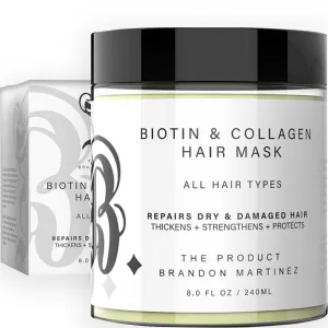 Biotin and Hydrolyzed Collagen Hair Mask for Dry & Damaged Hair with Aloe Vera, Avocado Oil, Vitamin E Oil B. The Product (8oz)