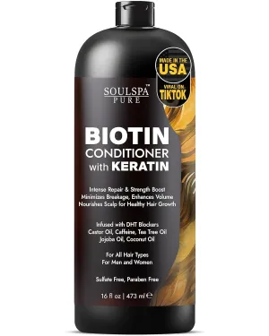 Biotin Conditioner with Keratin - Intense Repair & Strength Boost Formula - Nourishes Scalp for Healthy Hair Growth, with Tea Tree Oil & DHT Blockers, for Men & Women, 16 fl oz