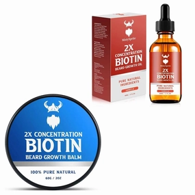 Biotin Beard Balm for Men & Conditioning Beard Wax and Growth Beard Growth Oil with 2X Concentration Biotin for Men, Hydrates & Thickens Facial Hair
