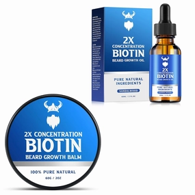 Biotin Beard Balm for Men & Conditioning Beard Wax and Growth Beard Growth Oil with 2X Concentration Biotin for Men, Hydrates & Thickens Facial Hair