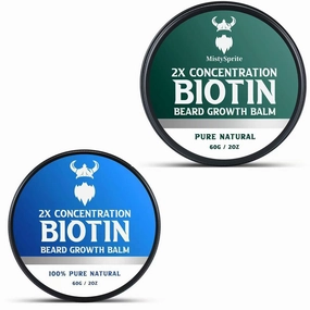 Biotin Beard Balm for Men & Conditioning Beard Wax with 2X Concentration Biotin for Men, Hydrates & Thickens Facial Hair
