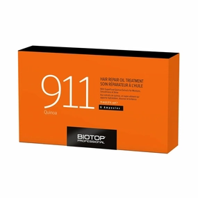 Biotop Professional 911 Quinoa Hair Repair Oil - Heat Protectant   Deep Conditioning Treatment - Ampoules for Damaged, Frizzy Hair (0.37 fl oz/11 ml each, 6 Count)
