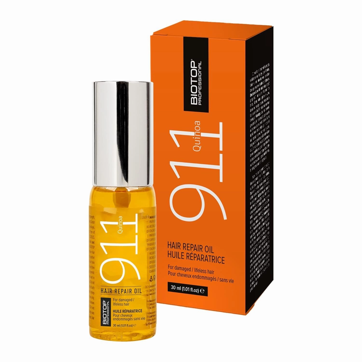 Biotop Professional 911 Quinoa Hair Repair Oil - Heat Protectant   Deep Conditioning Treatment - Ampoules for Damaged, Frizzy Hair (1.01 fl oz/30ml)