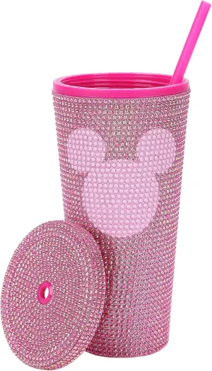 Bioworld Disney Mickey Mouse Ears 20 Oz Pink Rhinestone-Studded Plastic Cup