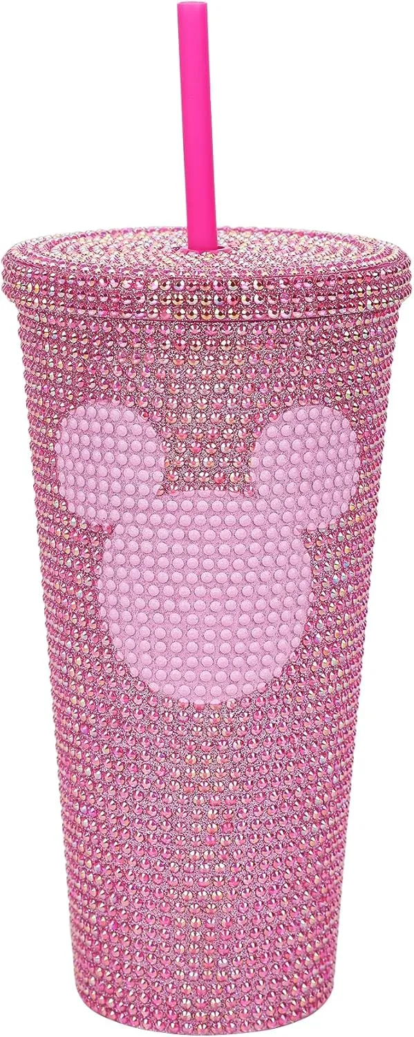 Bioworld Disney Mickey Mouse Ears 20 Oz Pink Rhinestone-Studded Plastic Cup