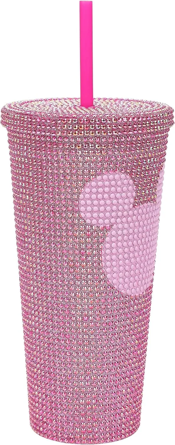 Bioworld Disney Mickey Mouse Ears 20 Oz Pink Rhinestone-Studded Plastic Cup