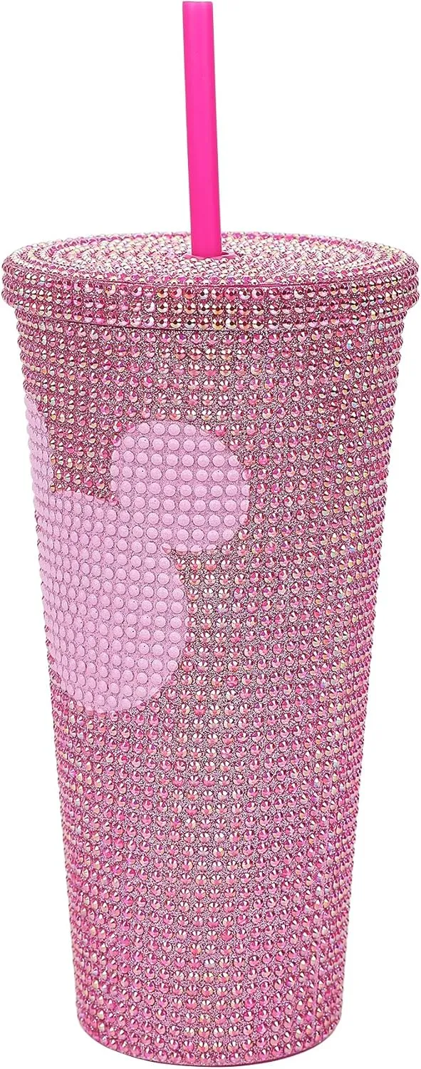 Bioworld Disney Mickey Mouse Ears 20 Oz Pink Rhinestone-Studded Plastic Cup