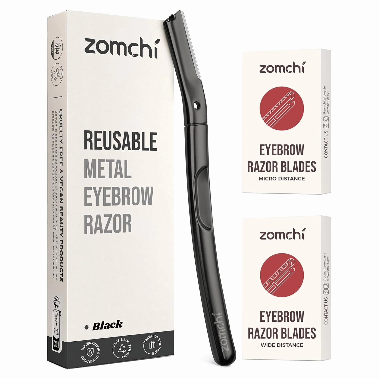 Black Dermaplaning Razor and 10pcs Wide Blade Refills and 10pcs Micro Blade Refills