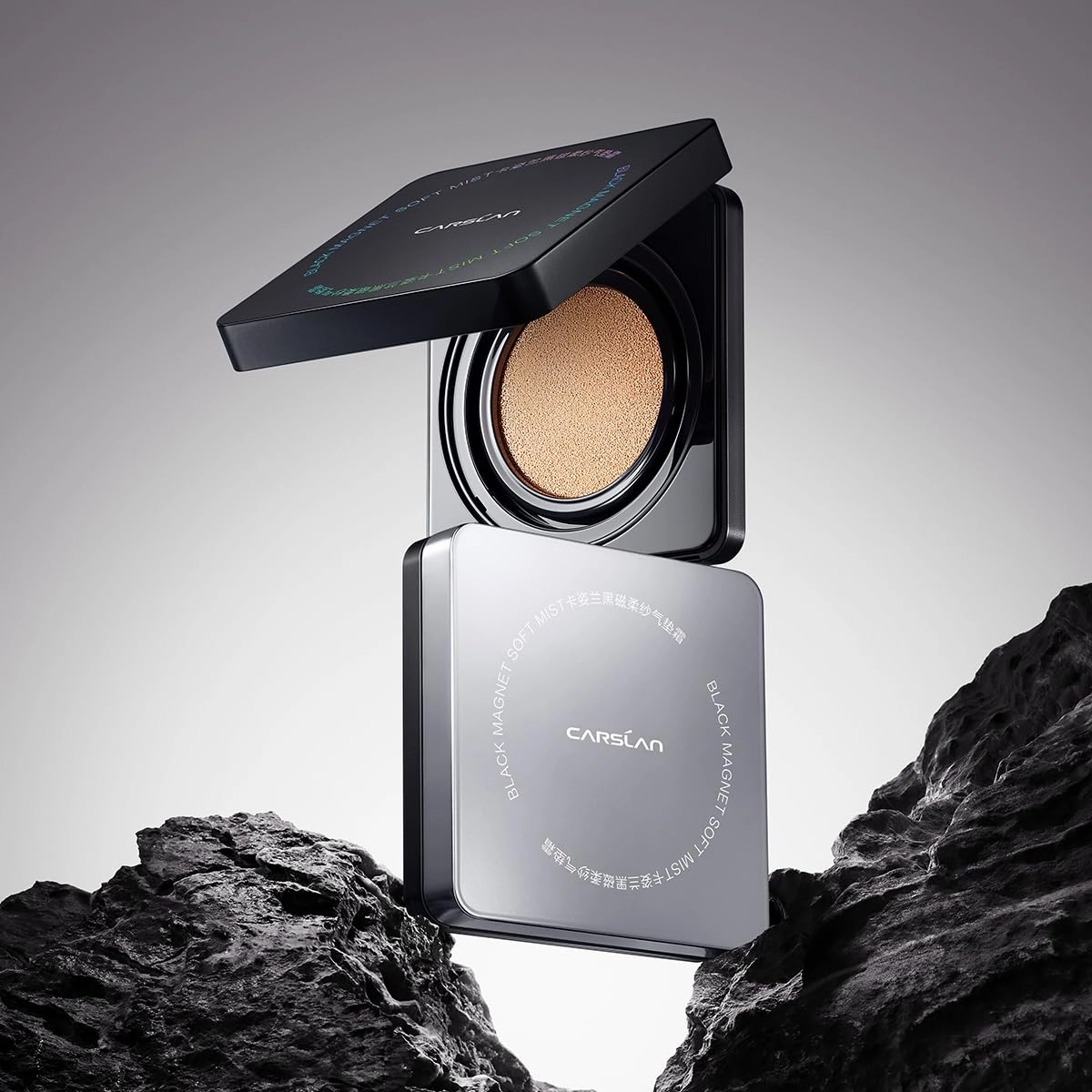 Black Magnet Cushion Foundation - Full Buildable Coverage, Moisturizing, Lightweight, 18H Long-Lasting Glow Looking, Refill Included, K01.Warm Fair