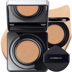 Black Magnet Cushion Foundation - Full Buildable Coverage, Moisturizing, Lightweight, 18H Long-Lasting Glow Looking, Refill Included, K01.Warm Fair